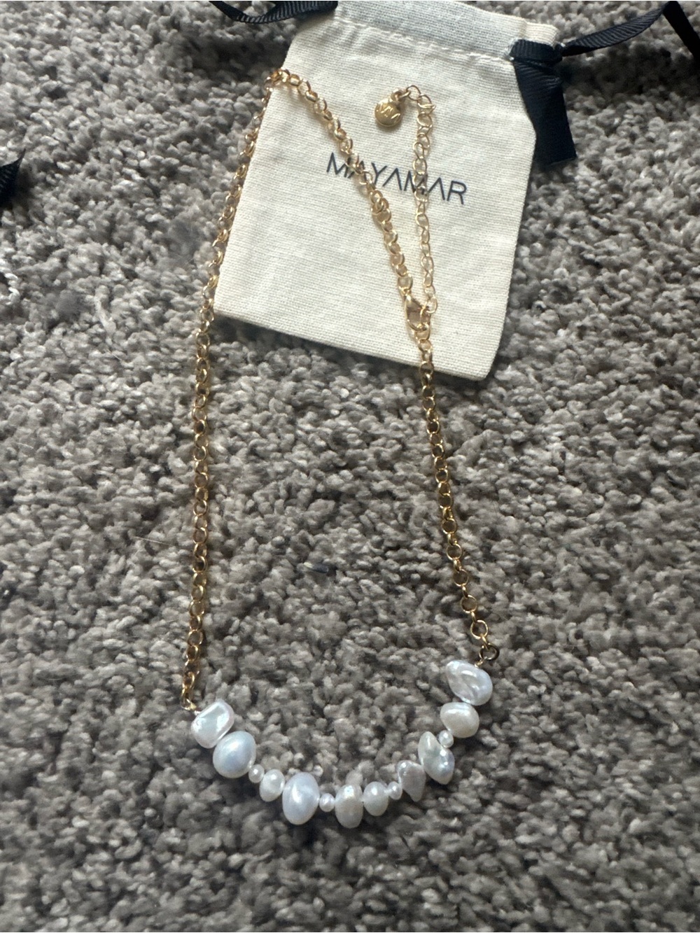 Mayamar Gold Freshwater Pearl Bar Necklace and earrings both NEW